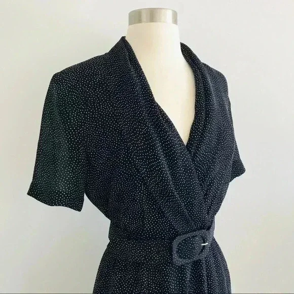 Vintage Liz Claiborne Polka Dot Midi Dress Retro - Picture 9 of 9